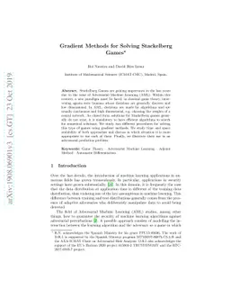Gradient Methods for Solving Stackelberg Games