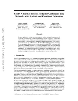 CHIP: A Hawkes Process Model for Continuous-time Networks with Scalable
  and Consistent Estimation