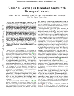ChainNet: Learning on Blockchain Graphs with Topological Features