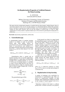 On Regularization Properties of Artificial Datasets for Deep Learning