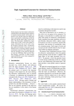 Topic Augmented Generator for Abstractive Summarization