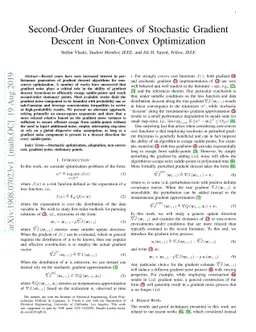 Second-Order Guarantees of Stochastic Gradient Descent in Non-Convex
  Optimization
