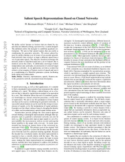 Salient Speech Representations Based on Cloned Networks