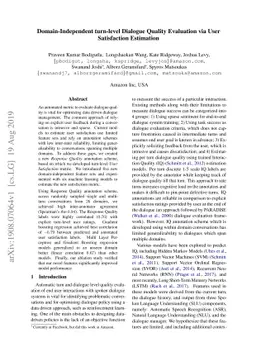Domain-Independent turn-level Dialogue Quality Evaluation via User
  Satisfaction Estimation