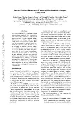 Teacher-Student Framework Enhanced Multi-domain Dialogue Generation