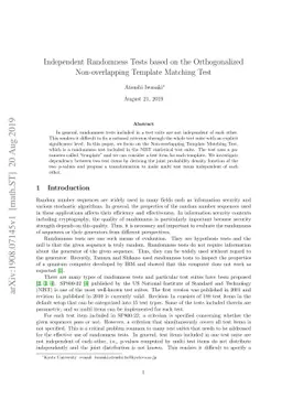 Independent Randomness Tests based on the Orthogonalized Non-overlapping
  Template Matching Test