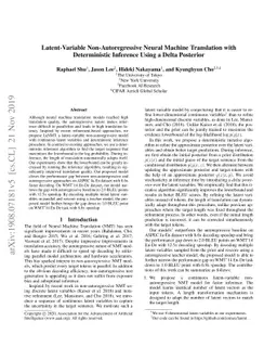 Latent-Variable Non-Autoregressive Neural Machine Translation with
  Deterministic Inference Using a Delta Posterior