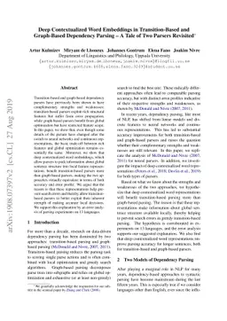 Deep Contextualized Word Embeddings in Transition-Based and Graph-Based
  Dependency Parsing -- A Tale of Two Parsers Revisited