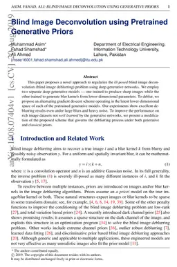 Blind Image Deconvolution using Pretrained Generative Priors