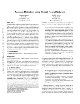 Sarcasm Detection using Hybrid Neural Network