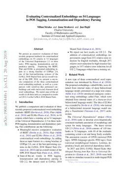 Evaluating Contextualized Embeddings on 54 Languages in POS Tagging,
  Lemmatization and Dependency Parsing