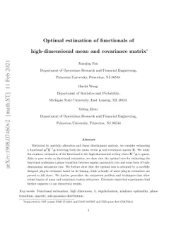 Optimal estimation of functionals of high-dimensional mean and
  covariance matrix