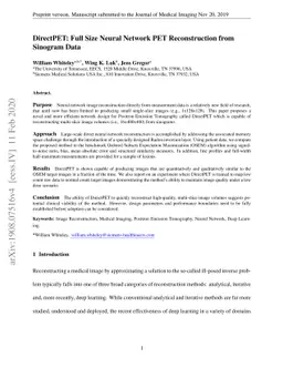 DirectPET: Full Size Neural Network PET Reconstruction from Sinogram
  Data