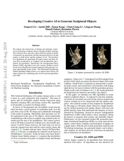 Developing Creative AI to Generate Sculptural Objects