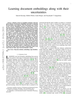 Learning document embeddings along with their uncertainties