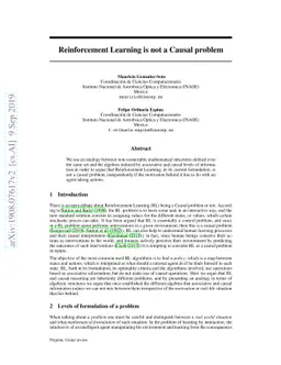 Reinforcement Learning is not a Causal problem
