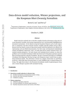 Data-driven model reduction, Wiener projections, and the
  Koopman-Mori-Zwanzig formalism