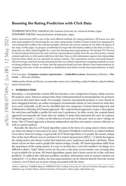 Boosting the Rating Prediction with Click Data and Textual Contents