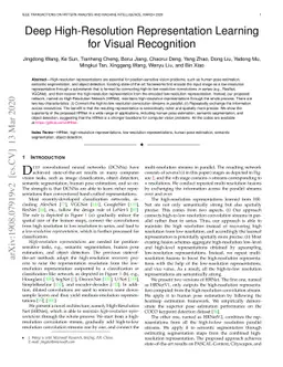 Deep High-Resolution Representation Learning for Visual Recognition