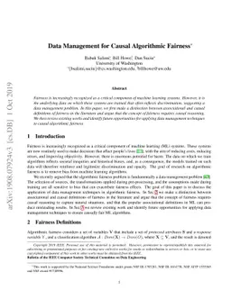 Data Management for Causal Algorithmic Fairness