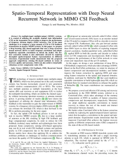 Spatio-Temporal Representation with Deep Neural Recurrent Network in
  MIMO CSI Feedback