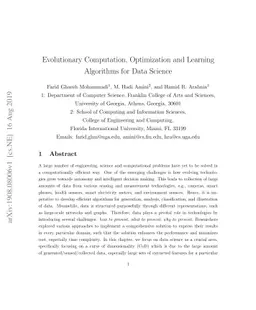 Evolutionary Computation, Optimization and Learning Algorithms for Data
  Science