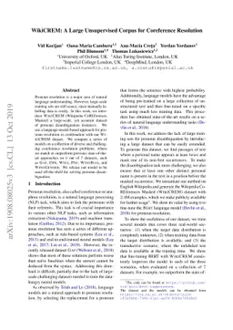 WikiCREM: A Large Unsupervised Corpus for Coreference Resolution