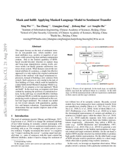 "Mask and Infill" : Applying Masked Language Model to Sentiment Transfer