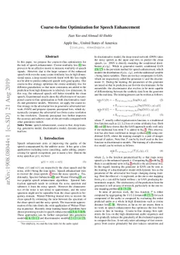 Coarse-to-fine Optimization for Speech Enhancement