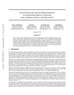 Automated quantum programming via reinforcement learning for
  combinatorial optimization