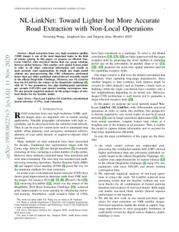 NL-LinkNet: Toward Lighter but More Accurate Road Extraction with
  Non-Local Operations