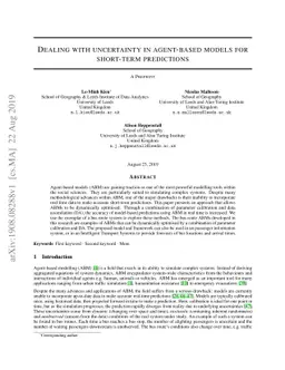 Dealing with uncertainty in agent-based models for short-term
  predictions
