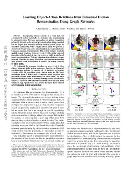 Learning Object-Action Relations from Bimanual Human Demonstration Using
  Graph Networks