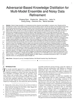 Adversarial-Based Knowledge Distillation for Multi-Model Ensemble and
  Noisy Data Refinement