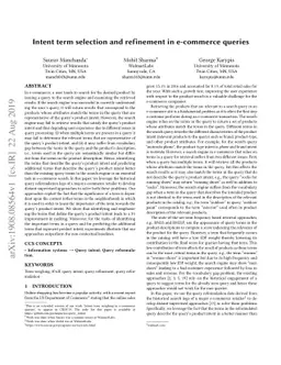 Intent term selection and refinement in e-commerce queries