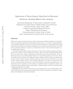 Applications of Nature-Inspired Algorithms for Dimension Reduction:
  Enabling Efficient Data Analytics