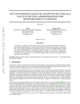 On Convergence Rate of Adaptive Multiscale Value Function Approximation
  For Reinforcement Learning