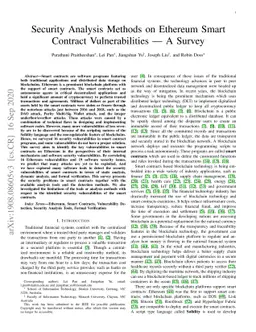 Security Analysis Methods on Ethereum Smart Contract Vulnerabilities: A
  Survey