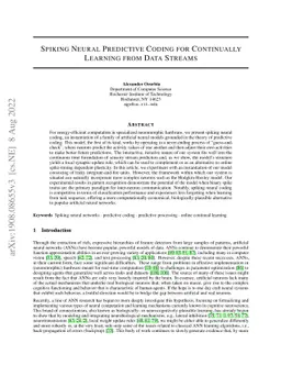 Spiking Neural Predictive Coding for Continual Learning from Data
  Streams