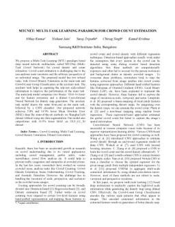 MTCNET: Multi-task Learning Paradigm for Crowd Count Estimation