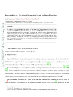 Bayesian Receiver Operating Characteristic Metric for Linear Classifiers