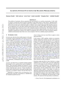 Learning Fitness Functions for Machine Programming