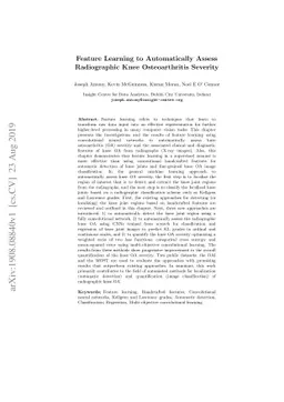 Feature Learning to Automatically Assess Radiographic Knee
  Osteoarthritis Severity