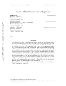 Sparse Additive Gaussian Process Regression