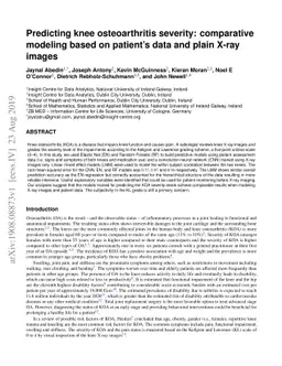 Predicting knee osteoarthritis severity: comparative modeling based on
  patient's data and plain X-ray images