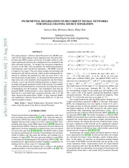 Incremental Binarization On Recurrent Neural Networks For Single-Channel
  Source Separation