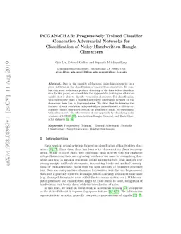 PCGAN-CHAR: Progressively Trained Classifier Generative Adversarial
  Networks for Classification of Noisy Handwritten Bangla Characters