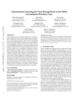 Autonomous Learning for Face Recognition in the Wild via Ambient
  Wireless Cues