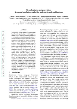 Neural data-to-text generation: A comparison between pipeline and
  end-to-end architectures