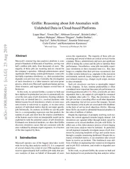 Griffon: Reasoning about Job Anomalies with Unlabeled Data in
  Cloud-based Platforms